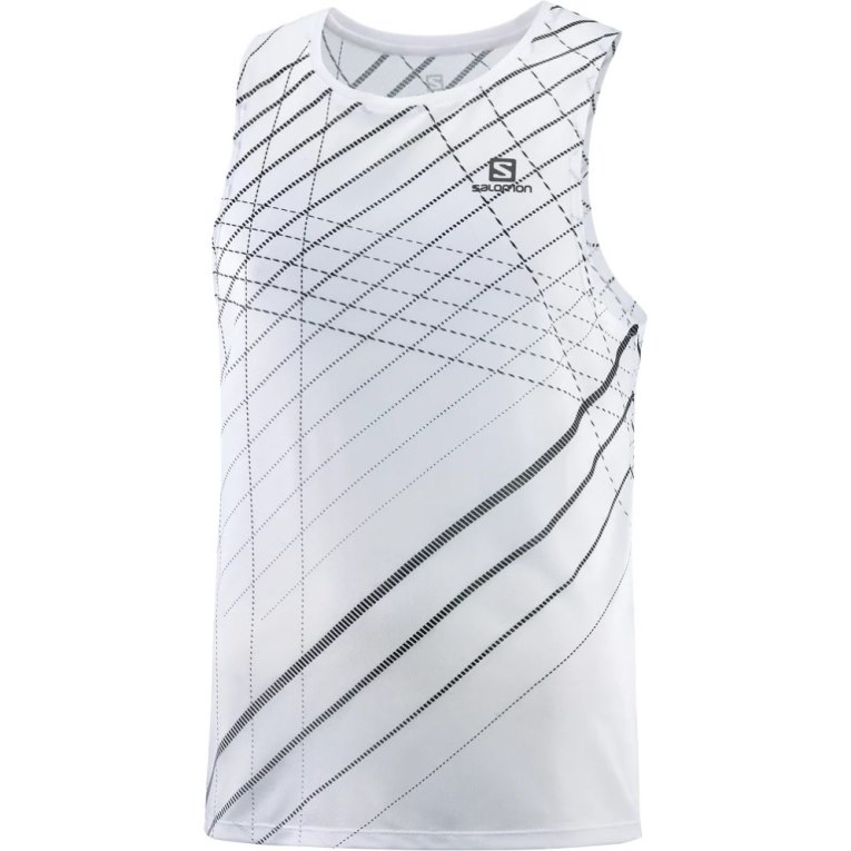 Camisetas Regata Salomon Sense Aero Singlet Masculino Branco Pretas | PT G29480